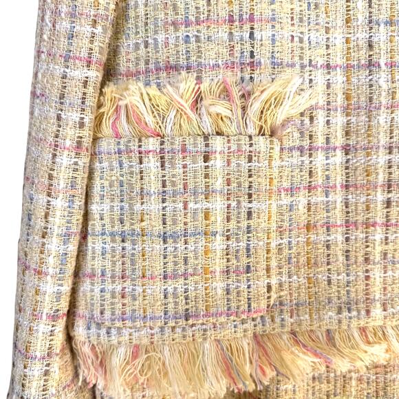 Vintage David Hayes Tweed Boucle Skirt Suit sz 8 Butter Yellow Event Wedding - Picture 5 of 10